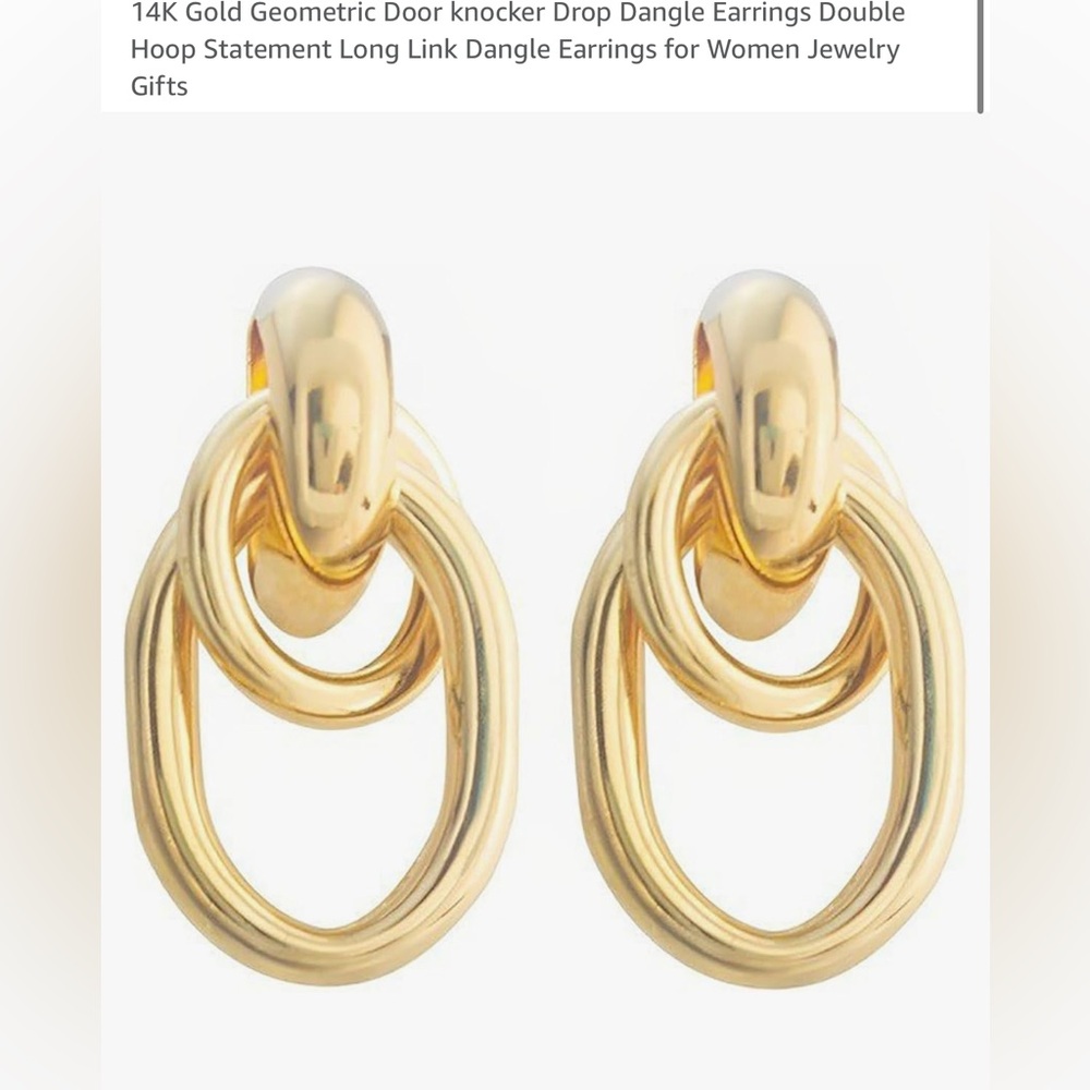 ❌6 earrings Elegant Gold Hoop Earrings Set. 3 hoops and 3 stud earring, 1 - Picture 4 of 7